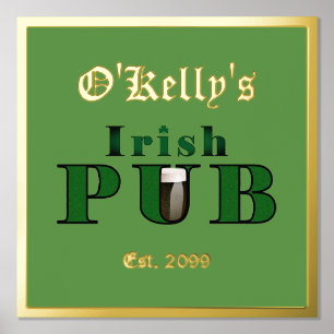 Foil Text Accent Irish Pub Print Poster