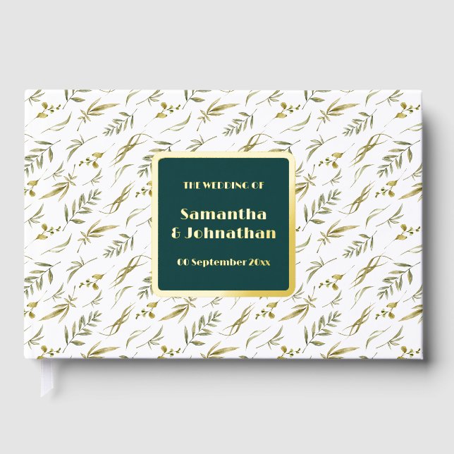 Foil wedding leaf sprig muster country wedung gästebuch (Vorderseite)