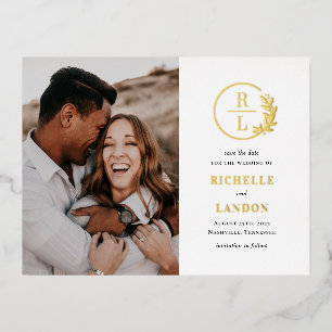 FOIL Wreath tendance Enregistrer la date Carte pos