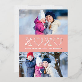Foil Xs & Os Valentine's Day 2-Foto Card - Pfirsic Folieneinladung