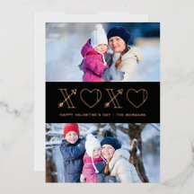 Foil Xs & Os Valentine's Day 2-Foto Card - Schwarz