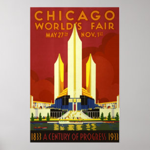 Foire mondiale de Chicago 1933 Poster vintage
