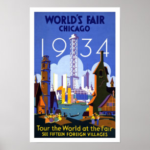 Foire mondiale de Chicago 1934 Poster vintage