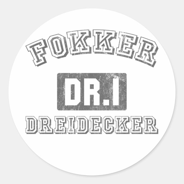 Fokker DR1 Dreidecker Runder Aufkleber (Vorderseite)