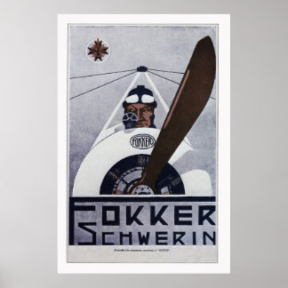 Fokker Schwerin WW1 Aviation Poster - groß