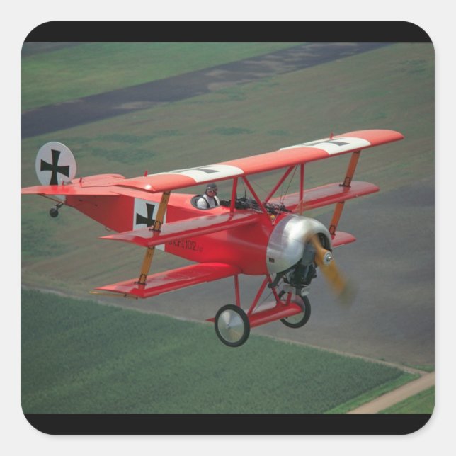 Fokker, Triplane Replik, 1983_Classic Aviation Quadratischer Aufkleber (Vorderseite)