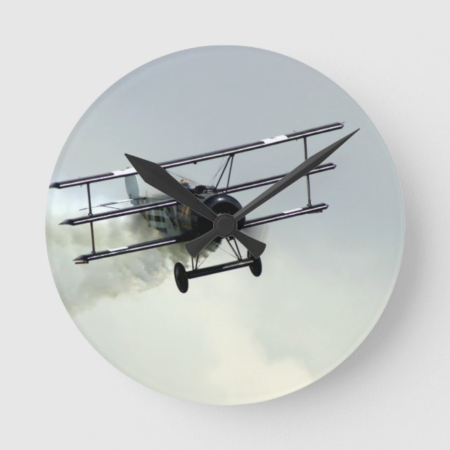 Fokker Triplane Runde Wanduhr (Vorderseite)