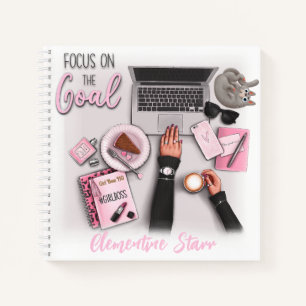 „Fokus auf das Ziel“ Girl Boss HQ Planernotizbuch Notizbuch