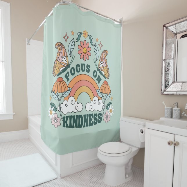 Fokus auf Kindness Groovy Graphic Duschvorhang (Beispiel)