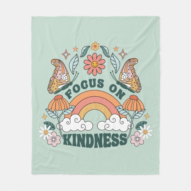 Fokus auf Kindness Groovy Graphic Fleecedecke (Vorderseite)