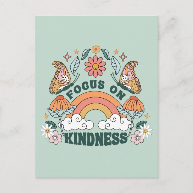 Fokus auf Kindness Groovy Graphic Postkarte (Vorderseite)
