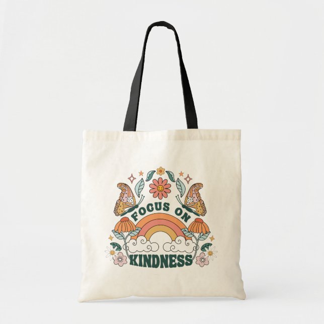 Fokus auf Kindness Groovy Graphic Tragetasche (Vorne)