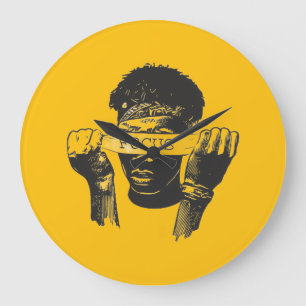 Fokus Augenbinde Motivations- Street Art Illustrat Große Wanduhr