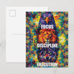 Fokus Disziplin Ausführung Adler Löwe Wolf Motivat Postkarte