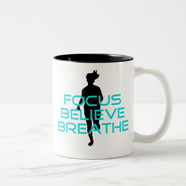 Fokus glaubt Atmen Aqua Zweifarbige Tasse (Rechts)