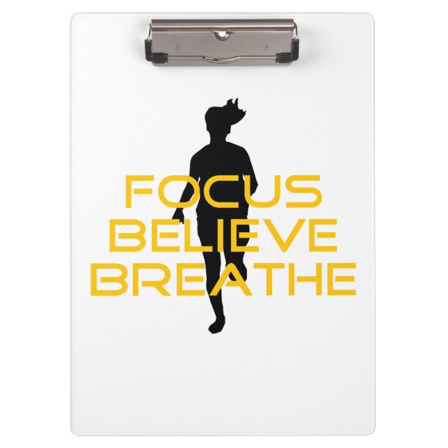 Fokus glaubt Breathe Gelbe Running Fitness Klemmbrett (Vorderseite)