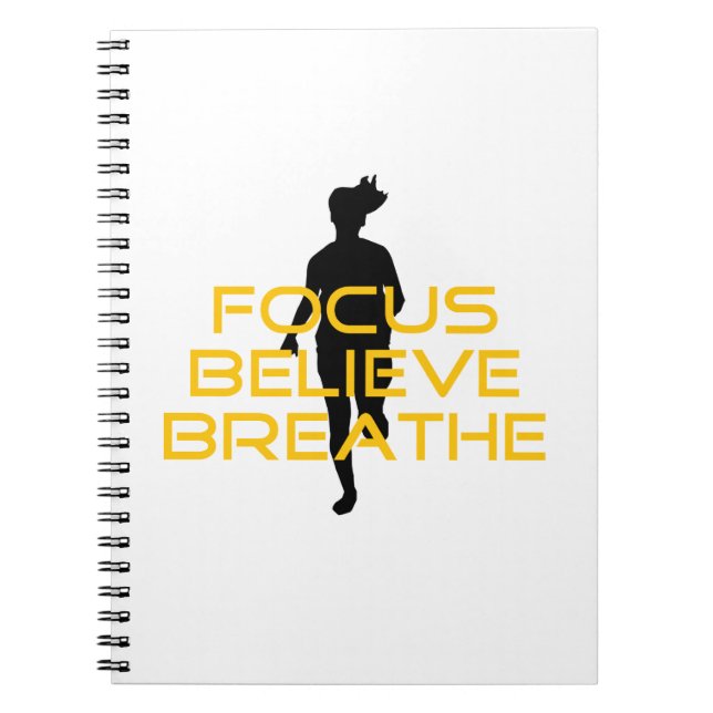 Fokus glaubt Breathe Gelbe Running Fitness Notizblock (Vorderseite)