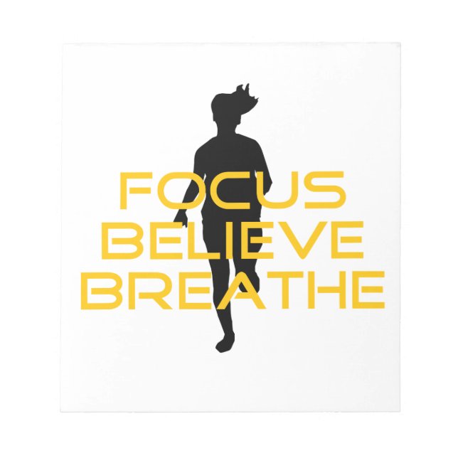 Fokus glaubt Breathe Gelbe Running Fitness Notizblock (Vorderseite)