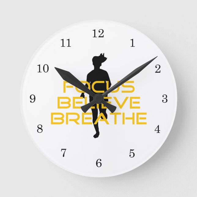 Fokus glaubt Breathe Gelbe Running Fitness Runde Wanduhr (Vorderseite)