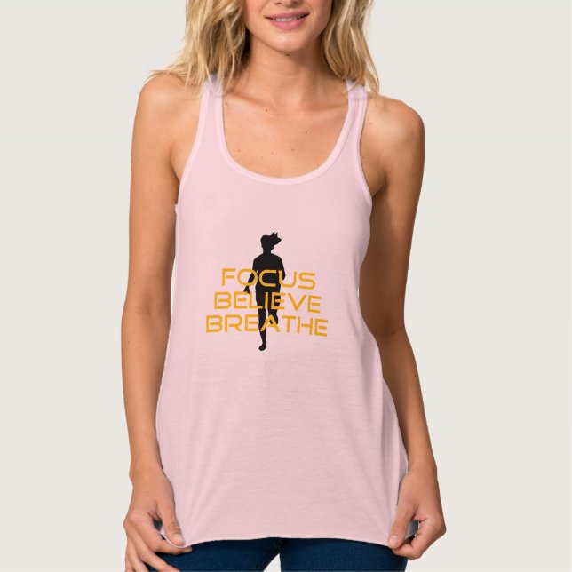 Fokus glaubt Breathe Gelbe Running Fitness Tank Top (Vorderseite)