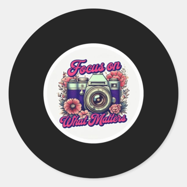 Fokussieren auf was S Retro Camera Floral Sticker  (Vorderseite)