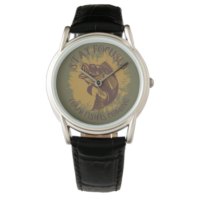 Fokussiert bleibe | Bassfisch Armbanduhr (Vorderseite)