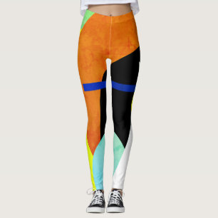 Fokussierte gelbe blaue rote abstrakte Kunst Leggi Leggings