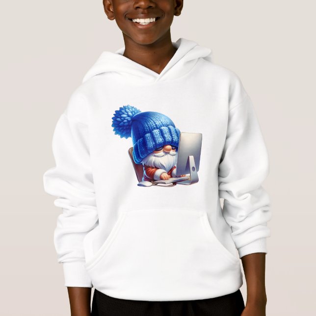 Fokussierte Gnome-Arbeit am Arbeitsplatz Hoodie (Vorderseite)