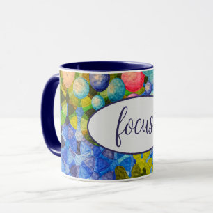 Fokussierung des Textes auf Quilt-Design Tasse