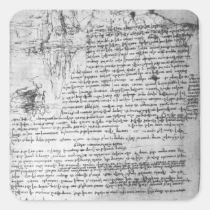 Fol.145v-b, Seite von Da Vincis Notebook Quadratischer Aufkleber
