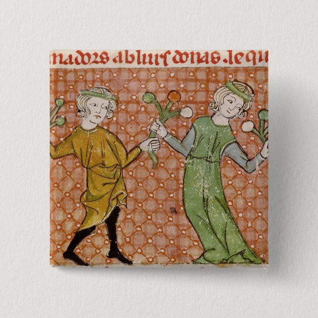 Fol.215v die Versuchung: Ein Tanzen-Paar Button (Vorderseite)