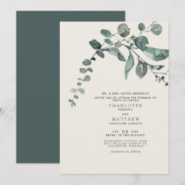 Folage Aquamarin & Cream Wedding Bride Partys Einladung