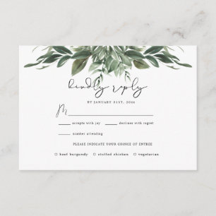 Folage Leaf Wedding RSVP Card Begleitkarte