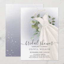 Folage Wedding Dress Bridal Dusche Einladung
