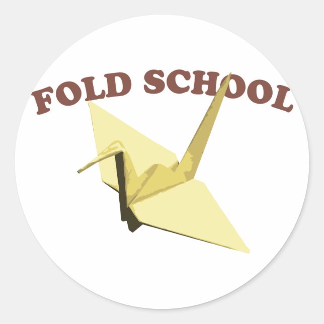 Fold School (Origami) Runder Aufkleber (Vorderseite)