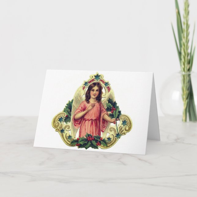 Folded CHRISTMAS Card VINTAGE ANGEL NAME (Vorderseite)