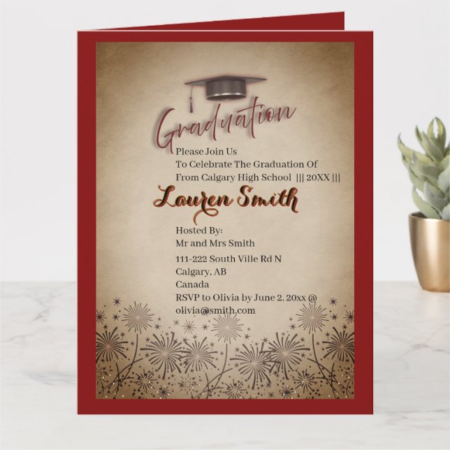Folded Graduation Party Invitation (Petite plante)