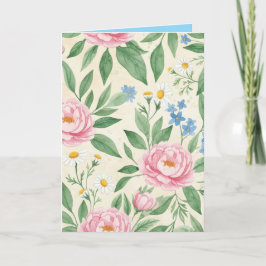 Folded Greeting Card Blank Floral Spring Pattern Karte