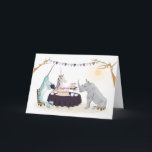 Folded Greeting Card 'Unicorn Tea Party' Karte<br><div class="desc">The Unicorn's Birthday Tea Party with special guests the Narwhal and the Rhino</div>