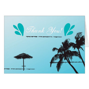 Folded Thank You Card Beachy Palm Tree