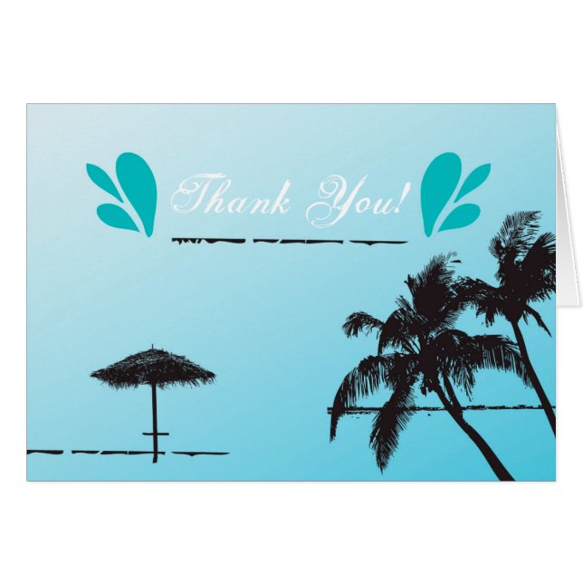 Folded Thank You Card Beachy Palm Tree (Vorderseite (Horizontal))