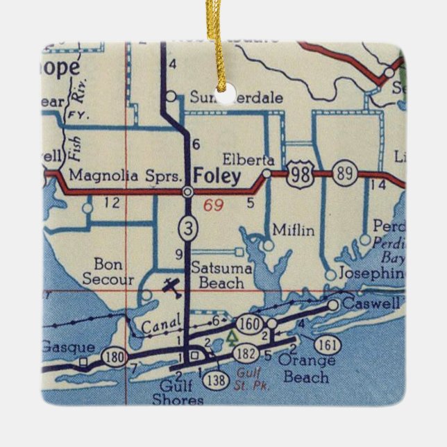 Foley AL Vintag Map Keramikornament (Vorderseite)