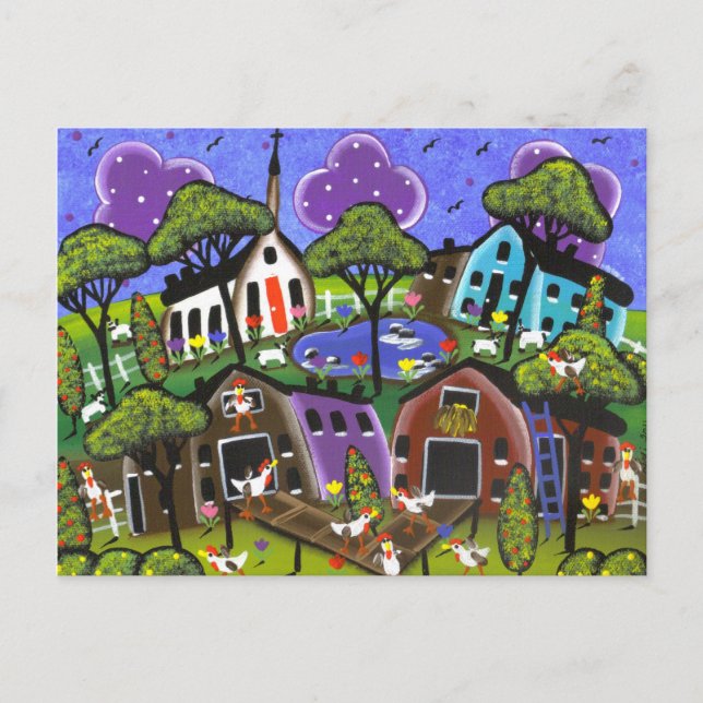 FOLGE ART Chicken Flock BY LORI EVERETT Postkarte (Vorderseite)