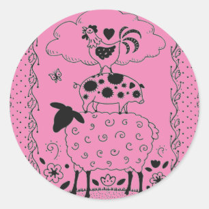 FOLGE ART FARM TIERGESCHAFT, SCHWEIN, ROOSTER RUNDER AUFKLEBER