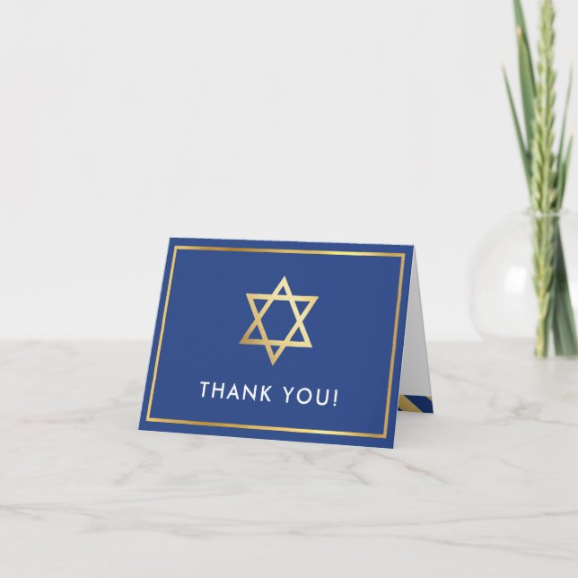 FOLGE DANK IHNEN Fledermäuse Mitzvah Gold Stern kö Dankeskarte (Vorderseite)