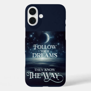 Folge deinen Träumen mit Erde Mond und Sternen iPhone 16 Plus Hülle