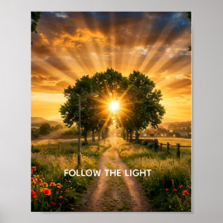 FOLGE DEM LICHT - Inspiratives Sonnenuntergangsbau Poster