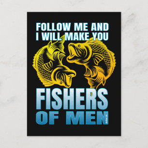 Folge mir und ich werde dich zu Fischen von Männer Postkarte