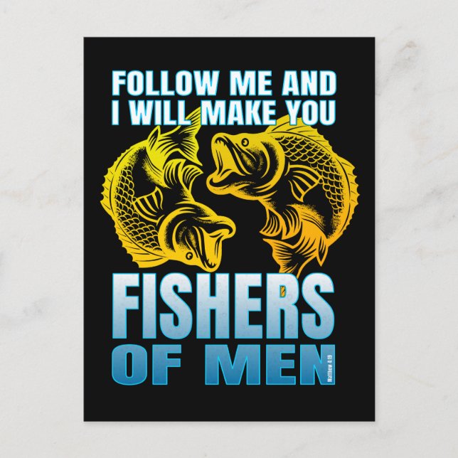Folge mir und ich werde dich zu Fischen von Männer Postkarte (Vorderseite)