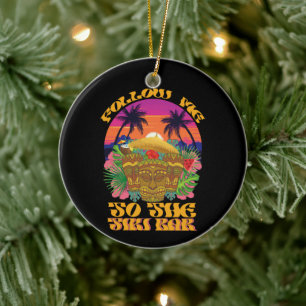 Folge mir zum Tiki Bar Hawaiian Luau Party  Keramik Ornament